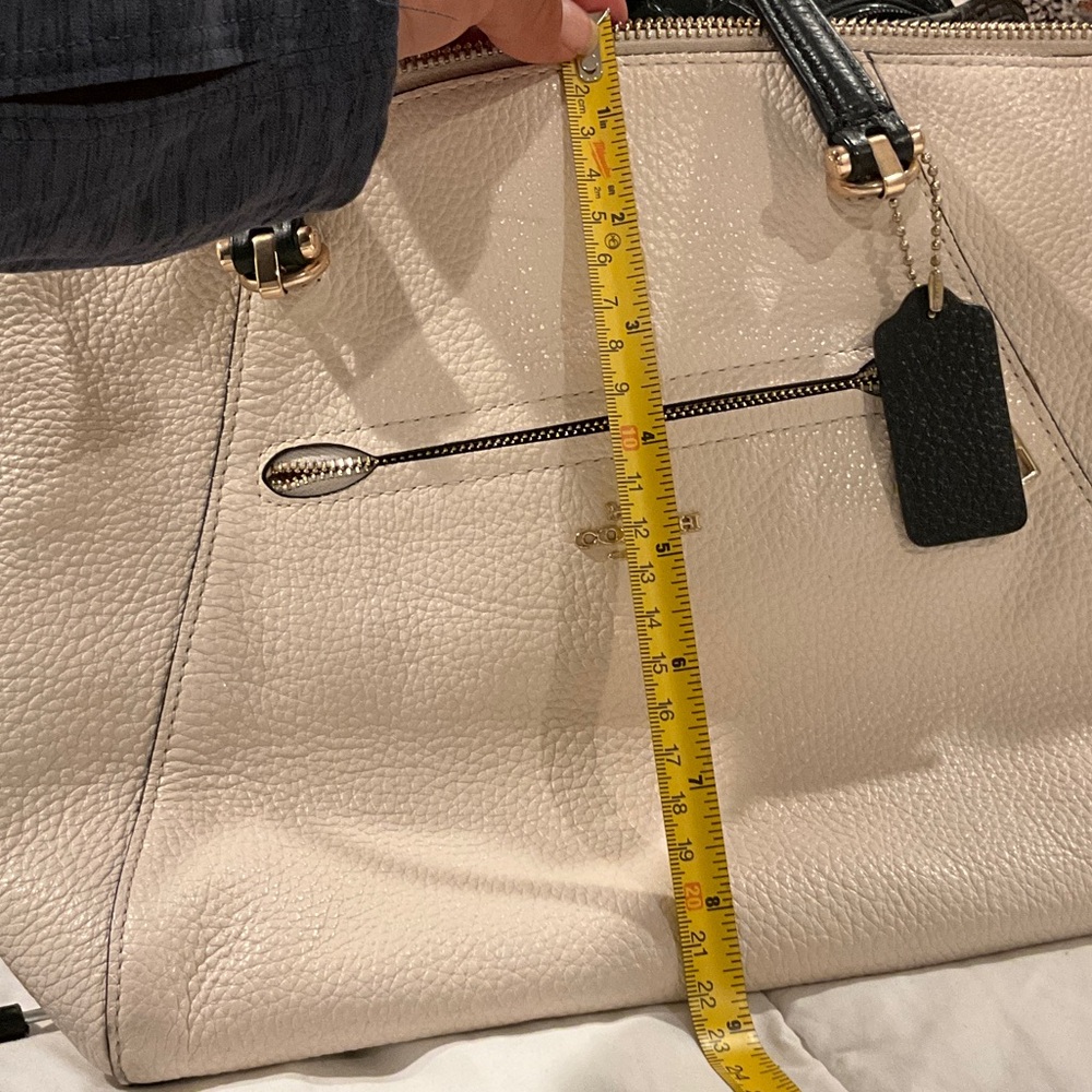 Coach Cream Tote with Black Handles - Picture 16 of 16